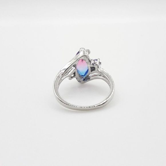 Marquise Rainbow Tourmaline Twist Ring Purple Pink Blue - Picture 2 of 4